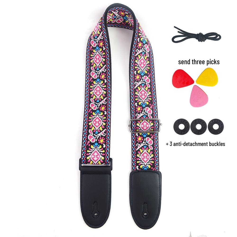 Thick Embroidered Universal Guitar Strap for Acoustic, Electric, and Wooden Guitars