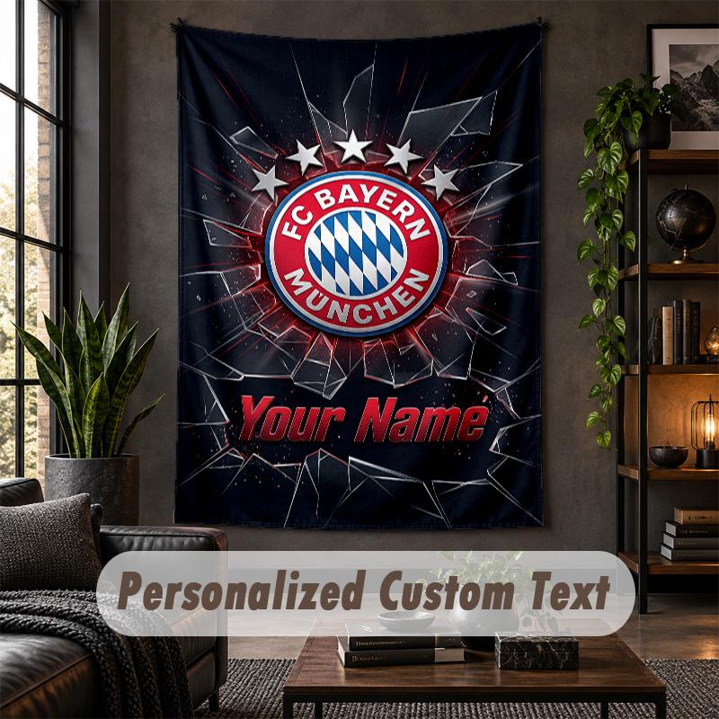 Personalized Wall Tapestry,Bayern Munich Custom Text, Soft Fabric Wall Art For Indoor Decoration