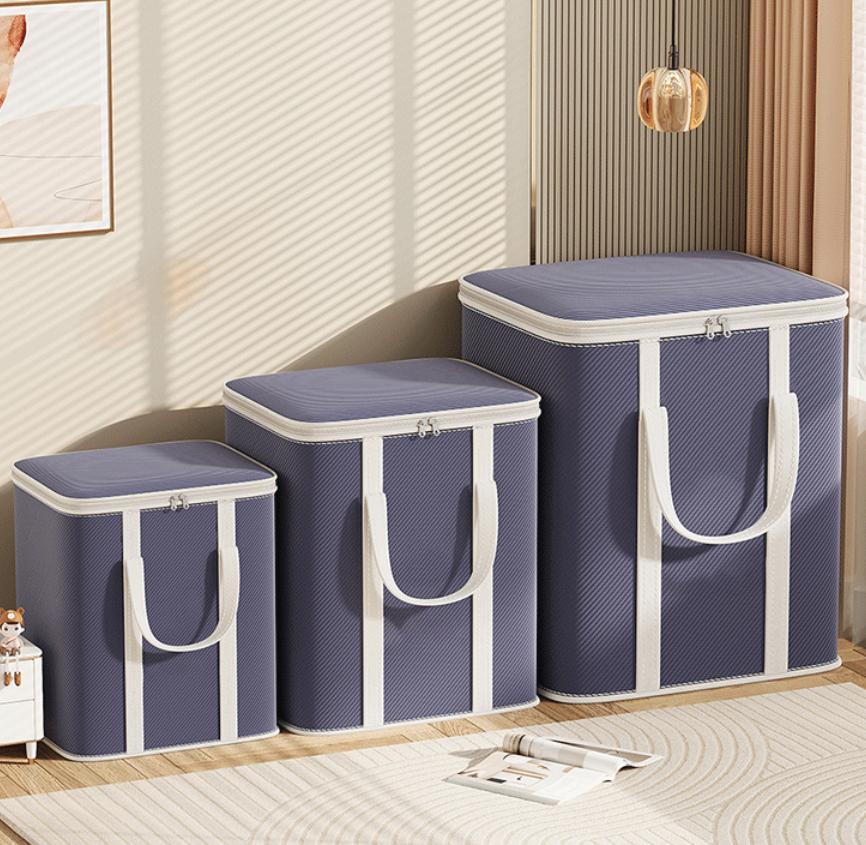 

50/80/120L Folding storage bag for bedroom clothes, navy blue backpack storage box, large capacity storage bag L