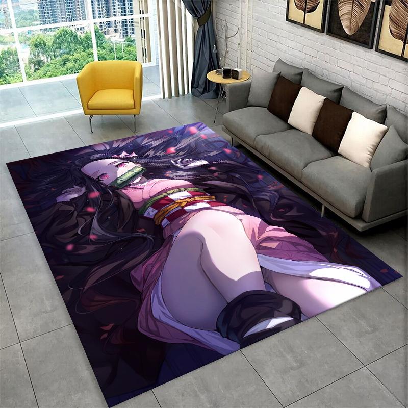 Cartoon Demon Slayer Anime Kamado Nezuko Tanjirou Carpet Rug for Playroom Bedroom Living Room Sofa Home,kid Non-slip Floor Mat