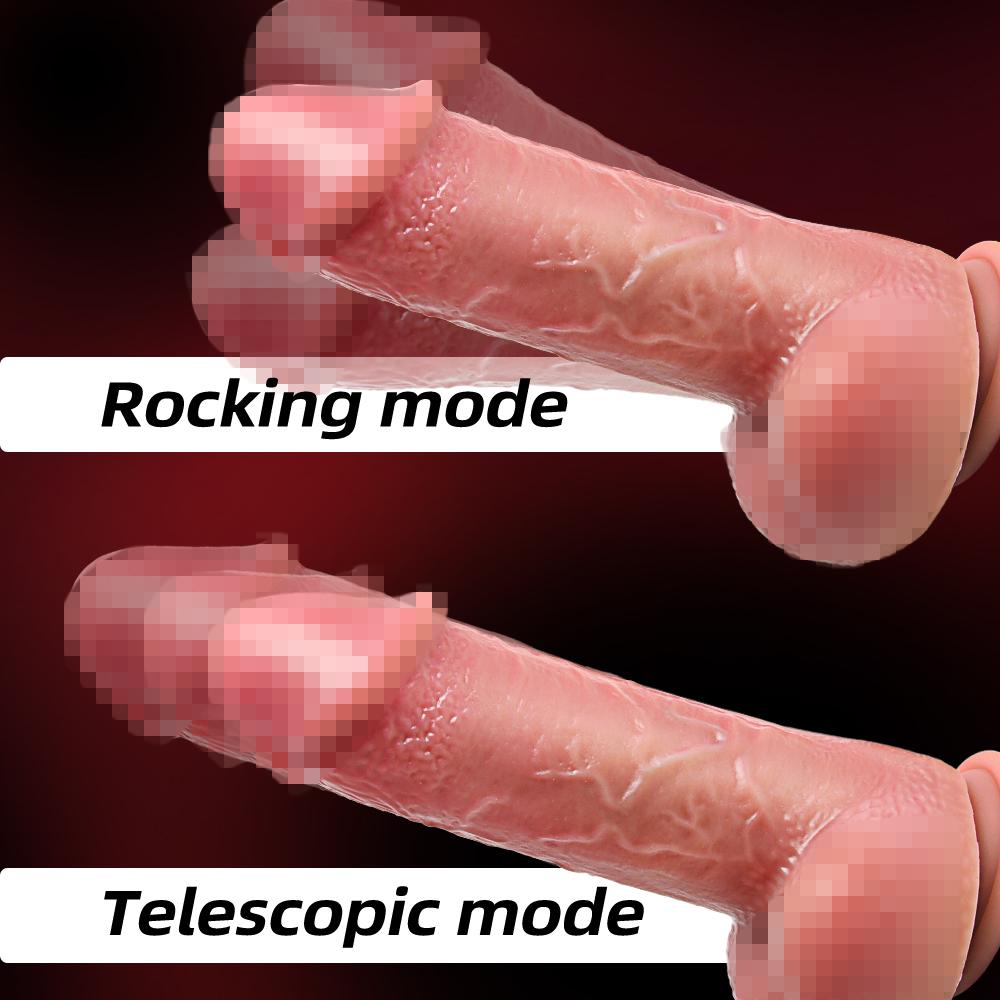 Realistic Dildo Vibrator Soft Heated Huge Thrusting Telescopic Rotating Remote Control Suction Cup G-Spot Clit Stimulation Couple Women Adult Sex Toys