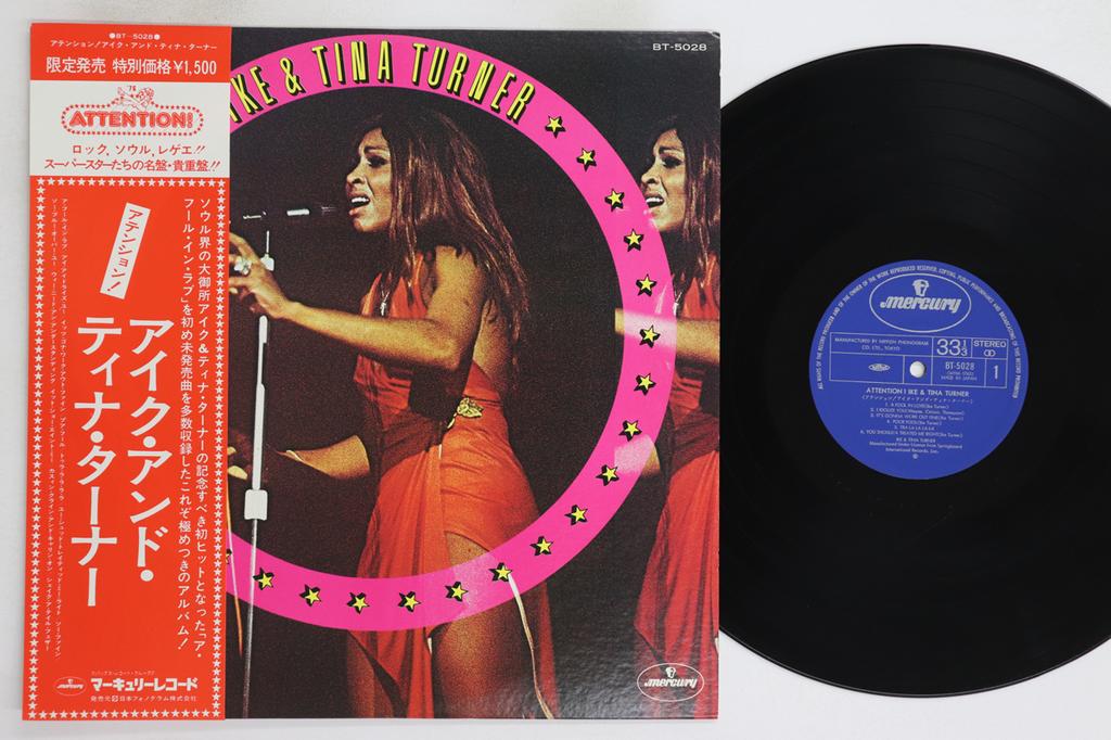 LP Record IKE & TINA TURNER - Attention! BT5028 MERCURY 1975 Japan Obi Soul/Funk Used