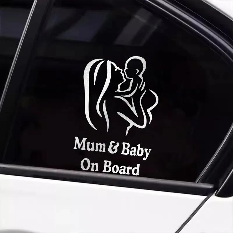 Mum and Baby on Board Sticker Car Warning Safety Creative Vinyl Film Decals Figure Styling Windshield Sticker Decor Accessories