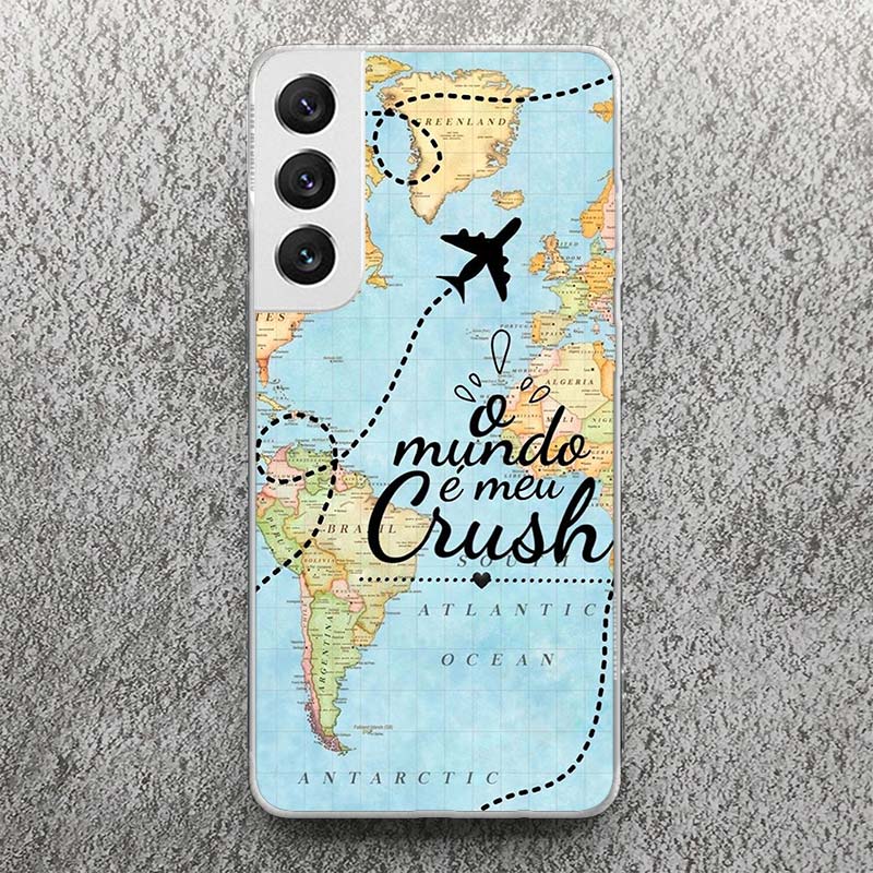 World Map Travel Plans Print Soft Case for Samsung Galaxy S25 S24 S23 S22 Ultra S21 Plus S20 FE Phone Shell S10 + Pattern Cover