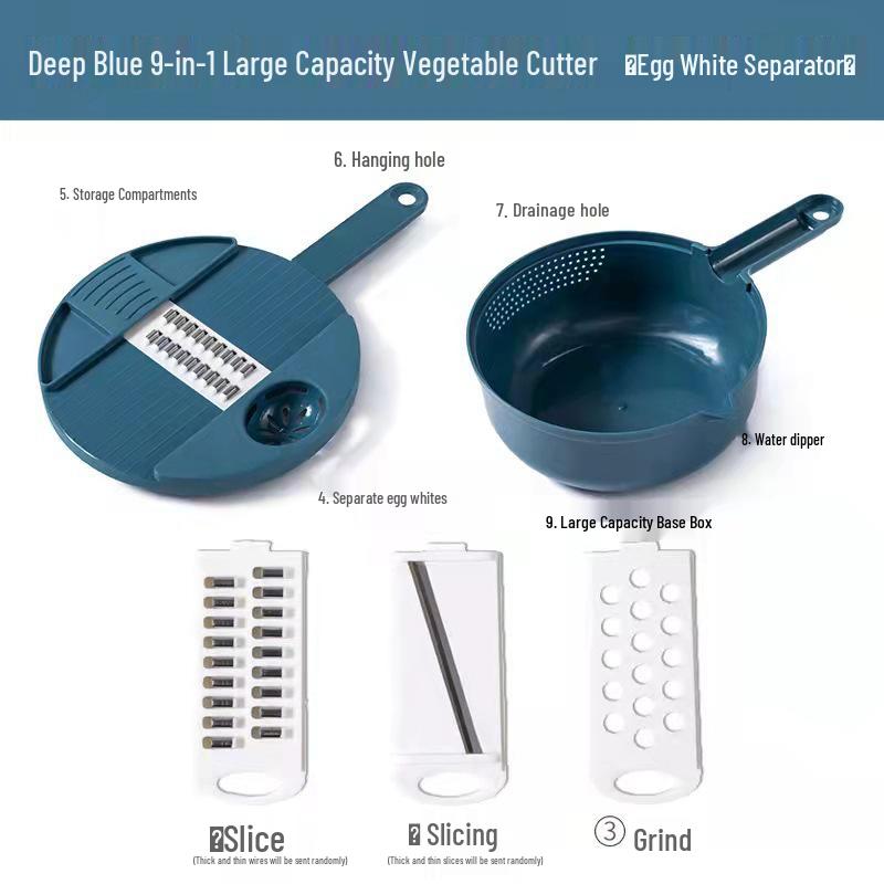 9-in-1 Multifunctional Vegetable Cutter and 12-Piece Grater Set for Potato and Carrot Shredding