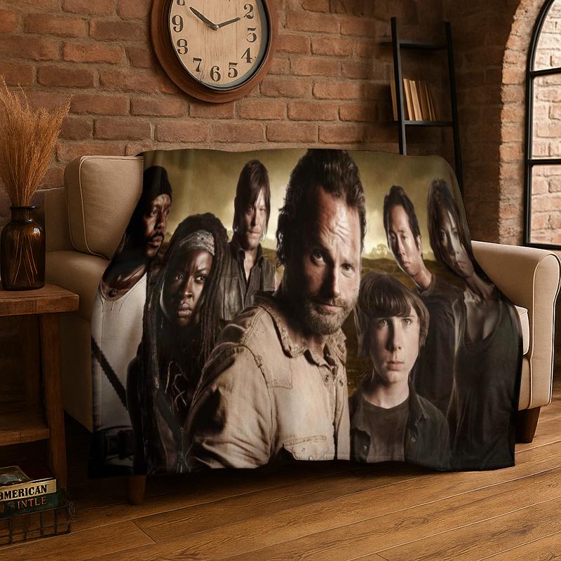 classic The Walking Dead Rick Daryl Horror TV Flannel Blanket Soft Warm Throw Blanket for Bedroom Living Room Bed Travel Picnic