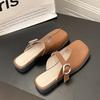 Fashion and versatile temperament flat-bottomed bag head slippers women's 2025 summer new French outer wear Mary Jane lazy half slippers