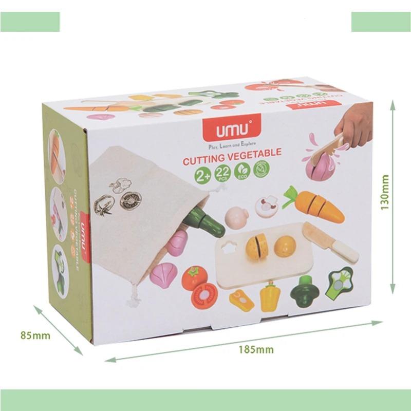 Wooden Simulation Kitchen Pretend Toy Classic Game Montessori Educational Toy for Children Kids Gift Cutting Fruit Vegetable