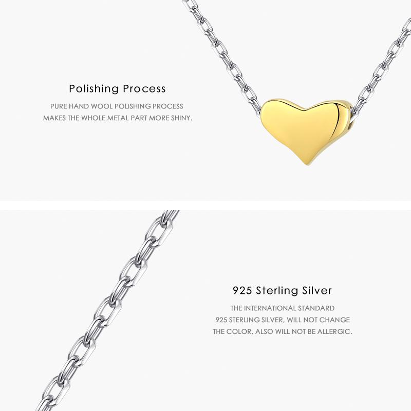 MODIAN Gold Color Exquisite Heart Pendant Real 925 Sterling Silver Love Necklace Chain For Women Wedding Statement Fine Jewelry
