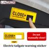 LINNUNU Car Stickers Electric Tailgate Warning Sticker Trunk Open Close Diamond Reflective Sticker Auto Interior Accessories