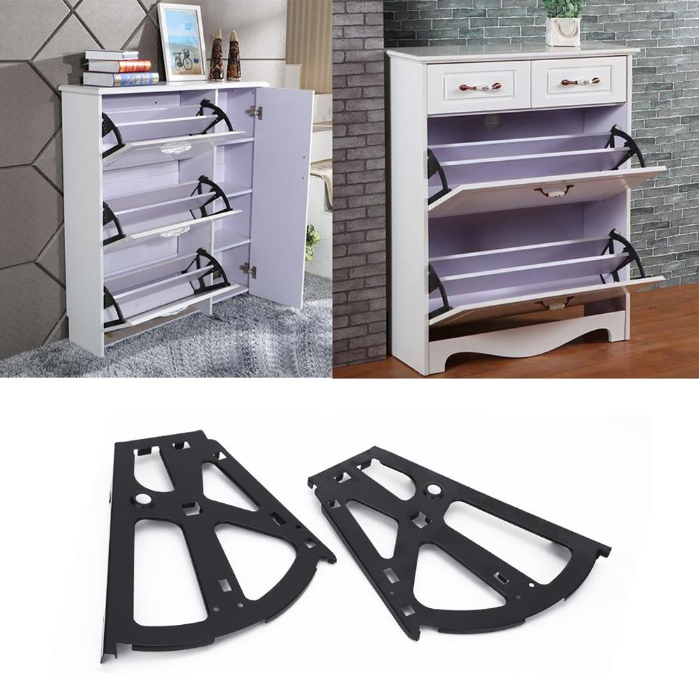 2 PCS 1 Pair Shoes Drawer Cabinet Hinges 2 Layers Cold Rolled Steel Flip Frames Black Smooth Flipping Turning Rack
