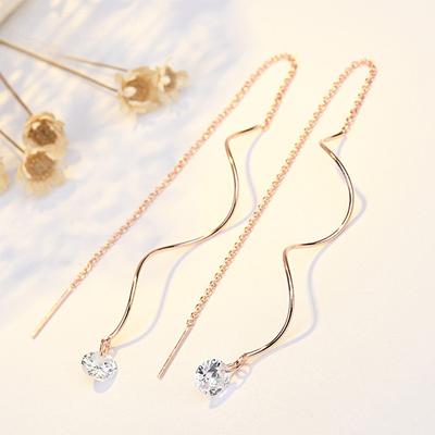 Lange Verdrehte Zirkon Ohrringe Modische Quasten Ohrschmuck Studenten Damen Ohrhänger