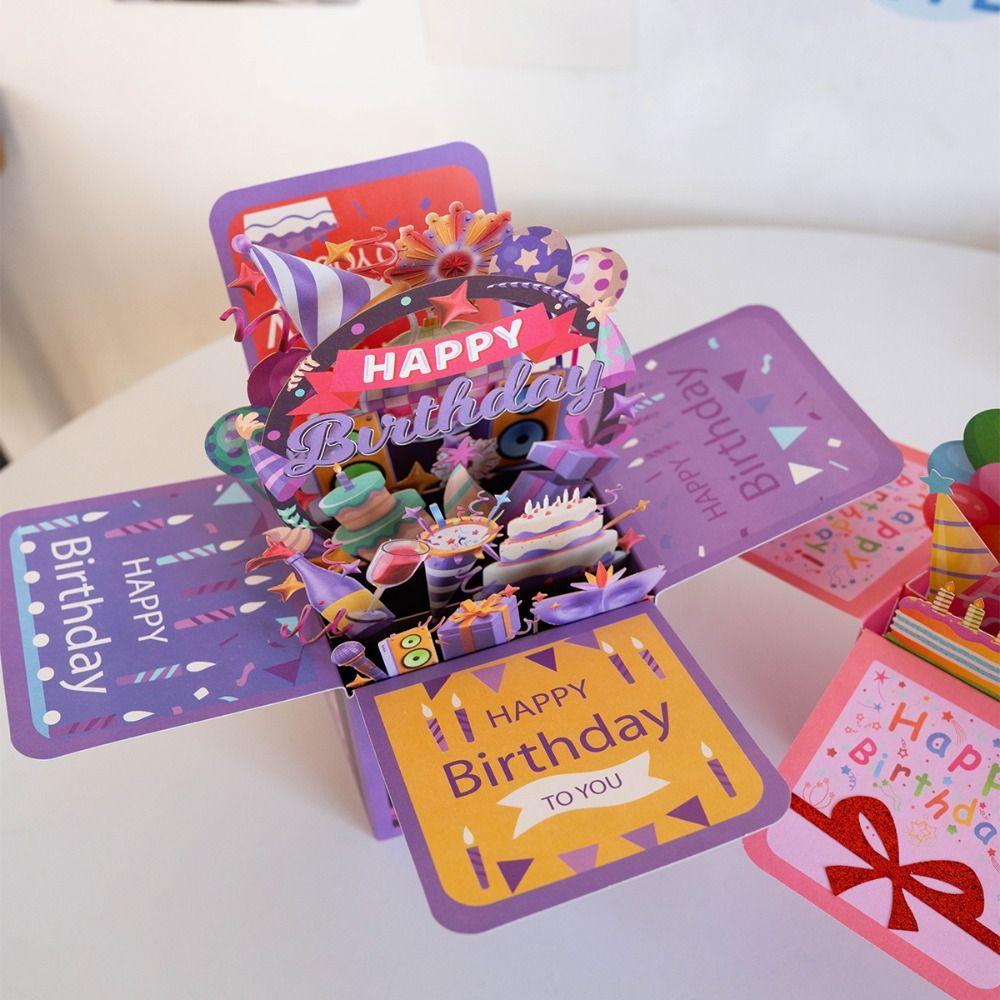 Paper Happy Birthday Card Foldable Birthday Gift Card 3D Pop Up Flower Greeting Card  Thanksgiving