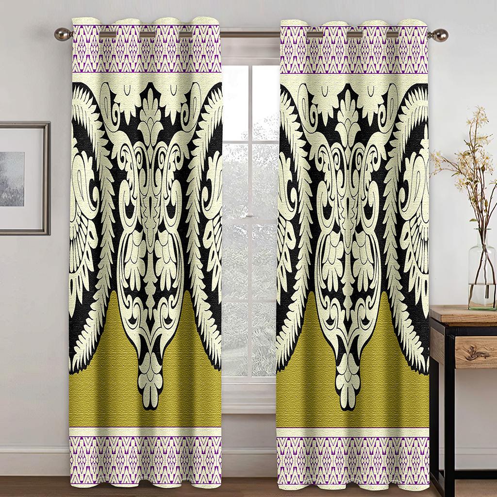 Luxury Bohemia Baroque Gothic Saba Abstract Window Curtains Blinds for Kids Bedroom Living Room Kitchen Door Home Decor 2Pieces
