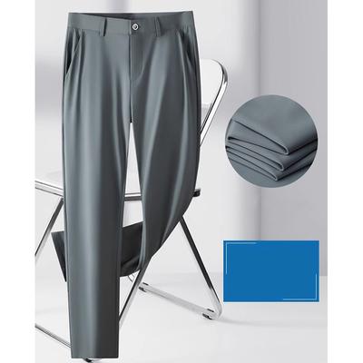 High Stretch Fabric Summer Thin Ice Silk Business Pants Men Elastic Waist Classic Work Office Formal Trousers