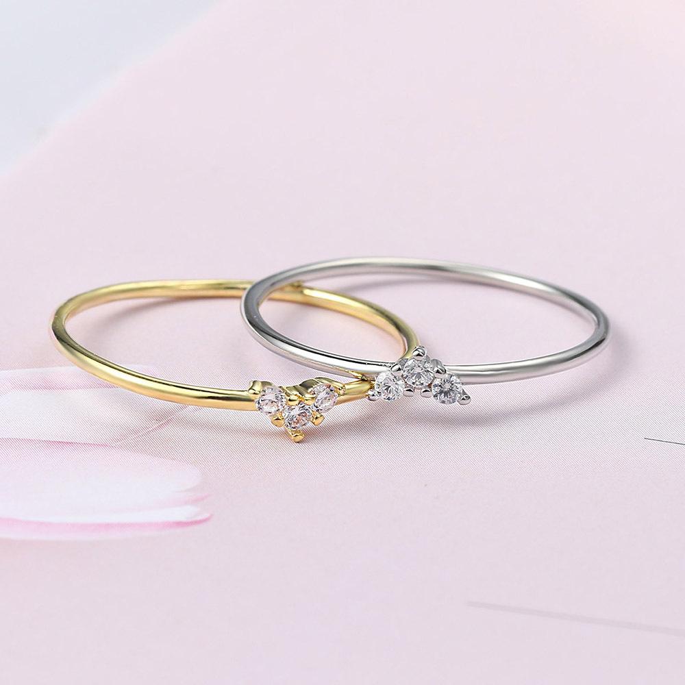 Rings For Women Little Heart Shaped Gold Color Wedding Engagement Dainty Ring Jewellry Zircon Romantic Fashion
