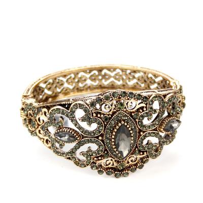Bracciale vintage da donna in cristallo grigio Boemia, classico indiano turco, bracciale etnico, banchetto, sposa, gioielli da sposa