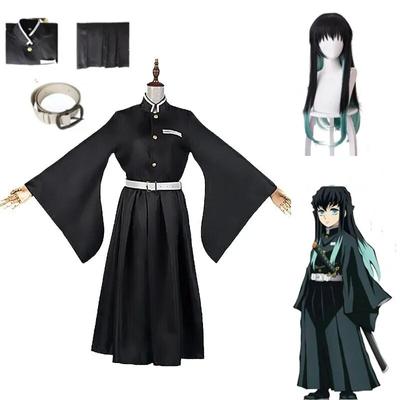 Demon Slayer Tokitou Cosplay Muichirou Costume Dress Adult  Anime Kimetsu Tanjirou Halloween Clothes Wig Suits