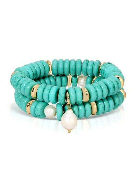 European and American Style Turquoise Multi-layer Stackable Necklace with Abacus Beads