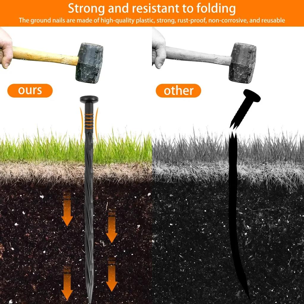 90/30 peças de 8 polegadas de plástico para bordas de paisagens, pregos de ancoragem, espirais para barreira contra ervas daninhas, pavimentação, bordas de paisagens