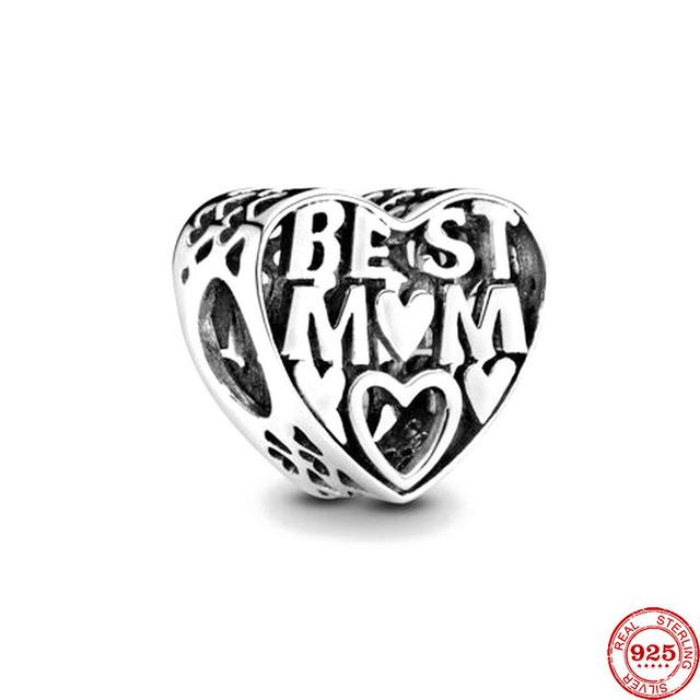 Fit Bracelet Original Mode 925 Argent Sterling Nan Grand-mère Papa Soeur Fille Femme Maman Meilleur Ami Tante Je T'aime Coeur