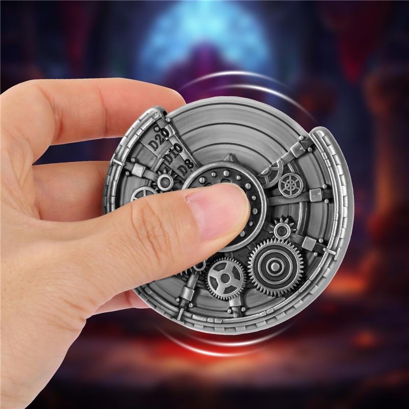 Steampunk Gear Design Dice Spinner Dice Turnable Rotating Roller for Role Play Gaming Accessory