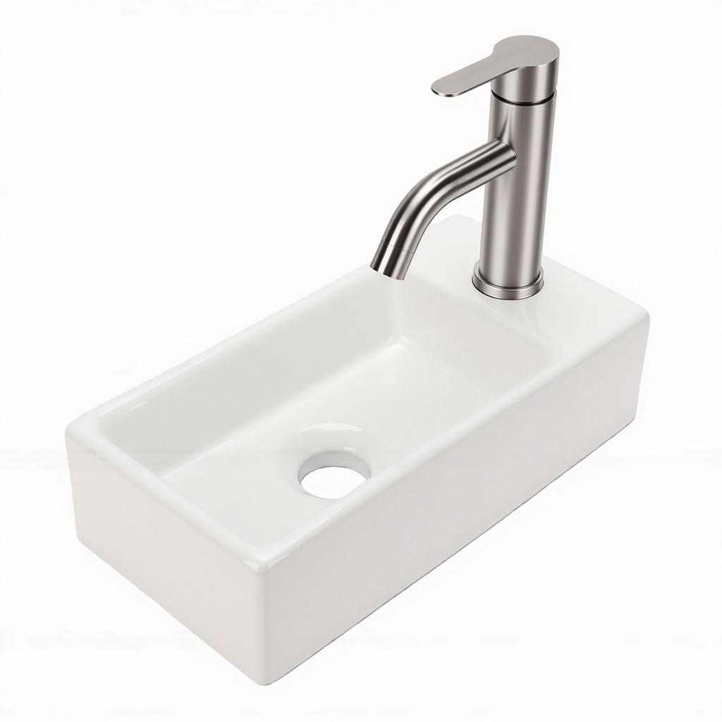 Wall Hung Basin Sink Rectangle Ceramic Wash Basin Set Small Wall Mounted Sink for Bathroom Balcony