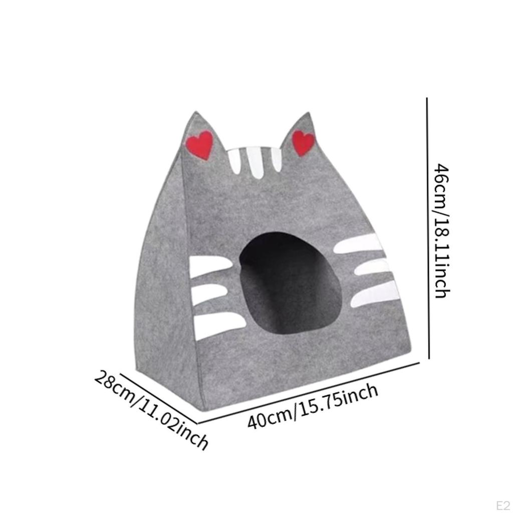 Felt Cat House Privacy Cave Cute Furniture Sturdy for Indoor Cats Foldable Kitty Washable