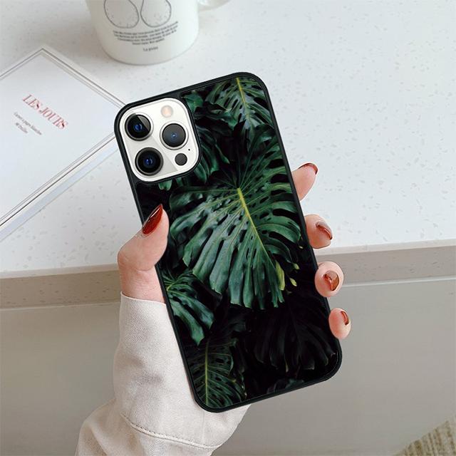Monstera Blad Palm Träd Blommor Telefonfodral För iPhone 17 Air 14 15 16 13 12 Fodral För Apple 14 15 16 Pro Max Plus