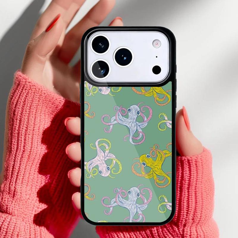 Marine Life Ocean Octopus Phone Case for iPhone 17 16 15 14 13 Pro Max Back Cover for 12 11 Pro Coque