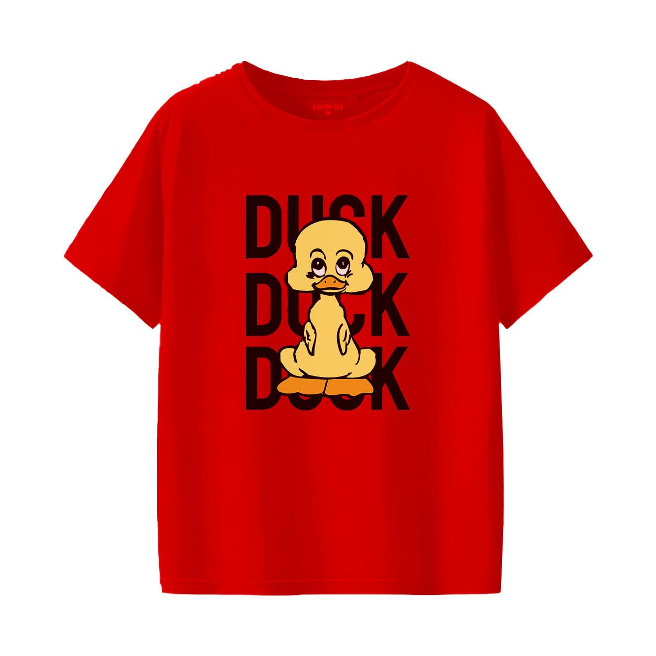 Retro Duck Cartoon Printed Short Sleeve Round Neck SpringSummer Versatile Fashion Womens Tshirt S