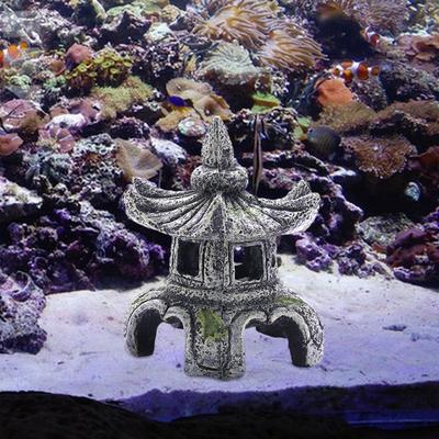 Stone Lamp Aquarium Ornament,Rock Cave House Pagoda Statue Pet Accessories for Store Living Room
