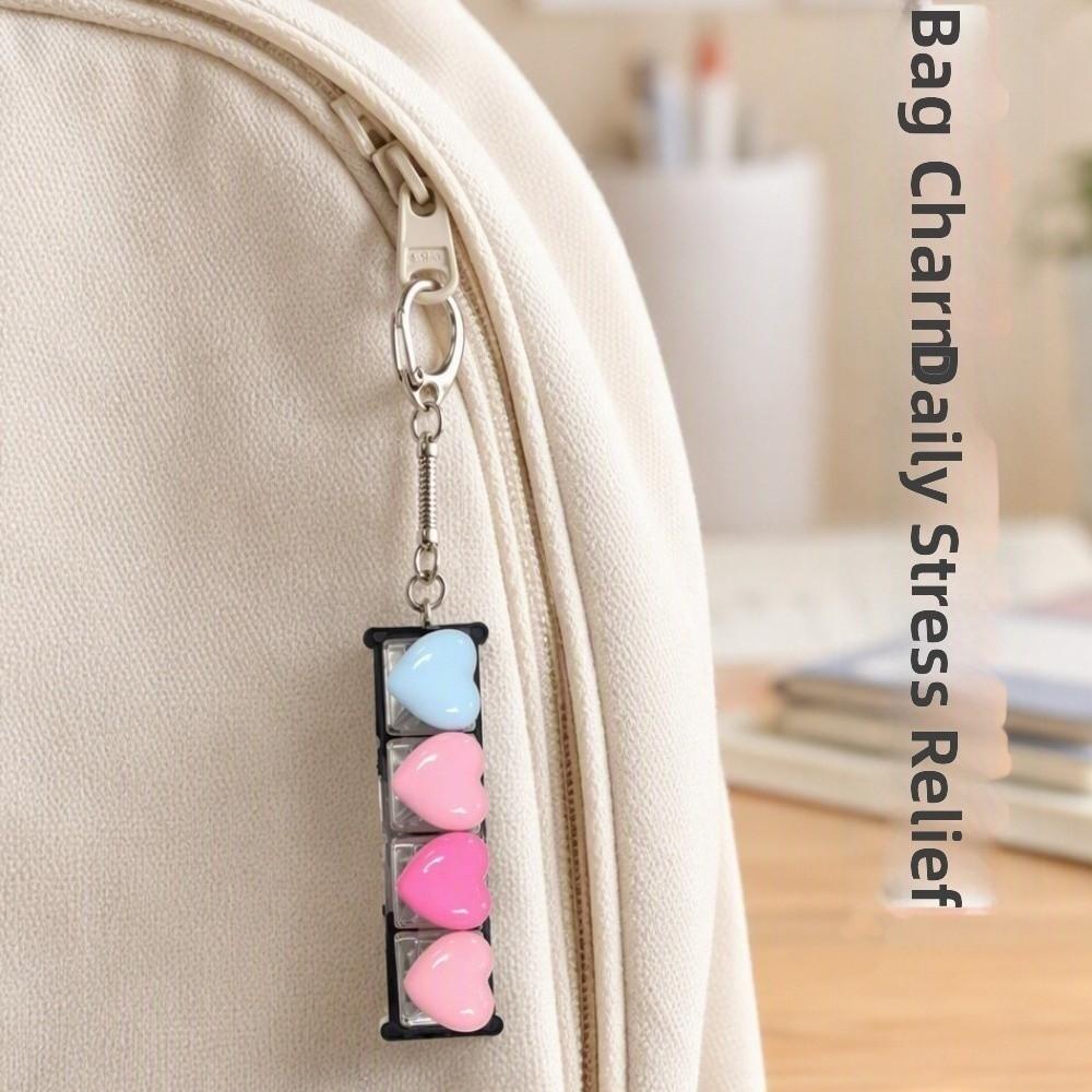 Portable Heart Keyboard Clicker Keychain Love Heart Fidget Bag Pendant Student Bag Ornament