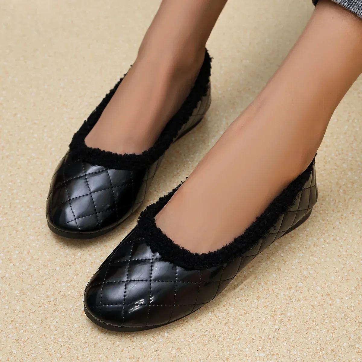

мода Жіночі Балетки Гострий Носок Однотонне Взуття Осінь Сліпони Хутро Жіноче Взуття Повсякденні Кросівки Квадратний Неглибокий Виріз Осінні Сліпони Зимова Сукня 42 чорний