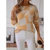 Women S Crew Neck Pullover Knit Sweater Geometric Pattern Basic Wear
