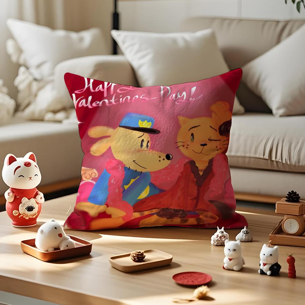 DOG MAN Anime Cushion Cover Anti-dustmite Pillowcase Invisible Zipper Silky Short Plush Sofa Cushion Cover