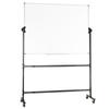 Rolling Whiteboard, 48x32 Inch Double-Sided Magnetic Mobile Whiteboard, 360° Reversible Adjustable Height Dry Erase Board with Wheels & Movable Tray