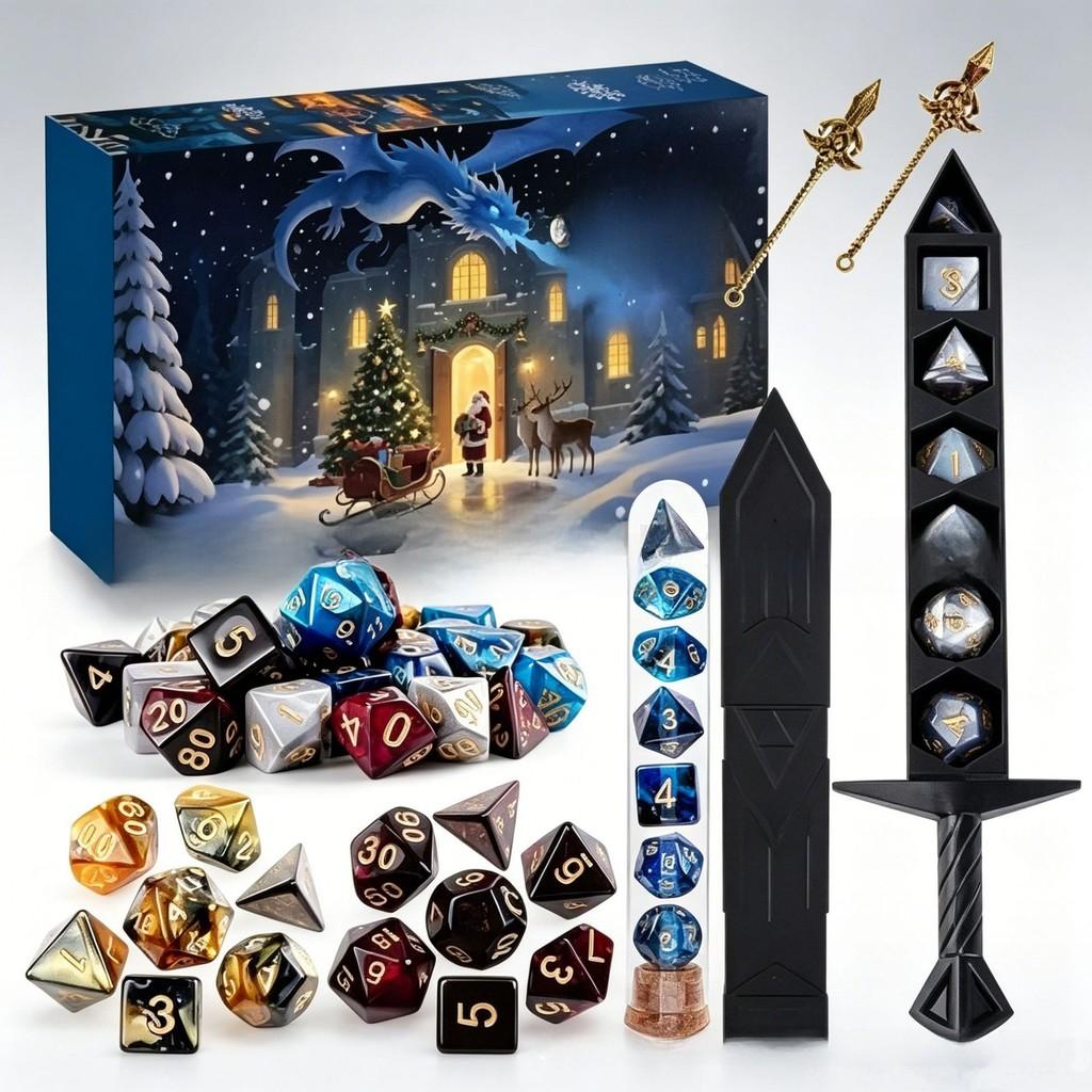 Dungeons And Dragons Dice Vacation Advent Calendar With Mystery Polyhedral Dice For Collectors And Giftgiving