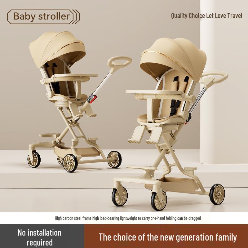 Lightweight Reclining & Sitting Baby Stroller - Two-Way Foldable Newborn & Kids Stroller