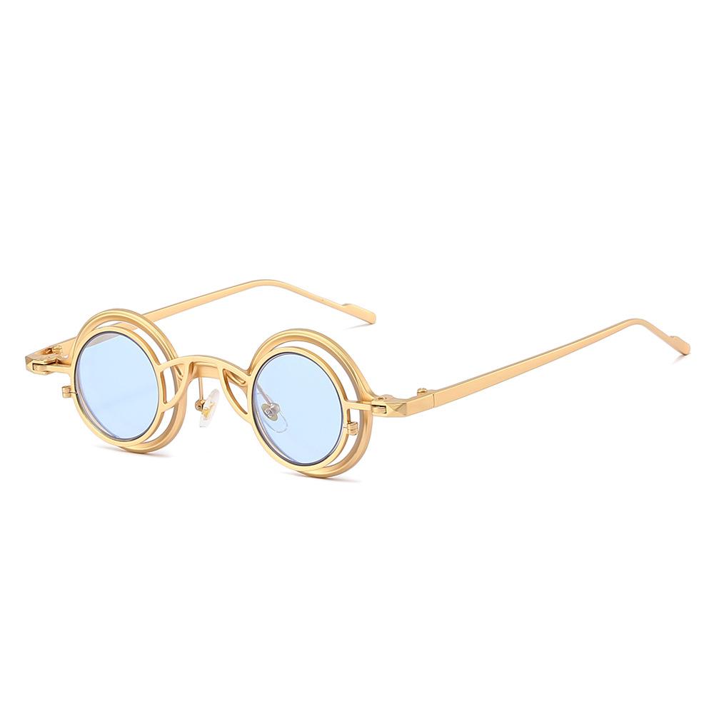 High Quality High End Designer Style Retro Trendy Alloy Metal Round Shaped For Both Male Men Female Sun Glasses