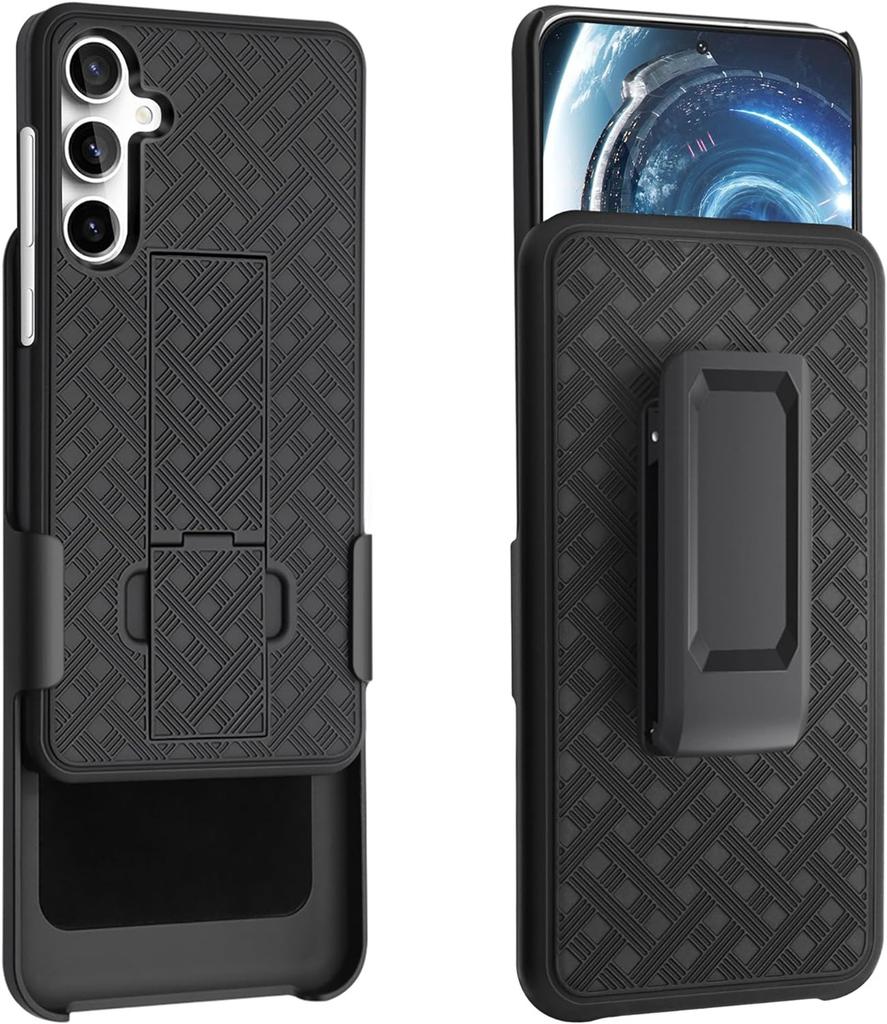 for Galaxy S24 Cover,Woven 2 in 1 Hybrid Hard Shell Holster Combo Case With Kickstand & Belt Clip For Samsung Galaxy S24+ Plus