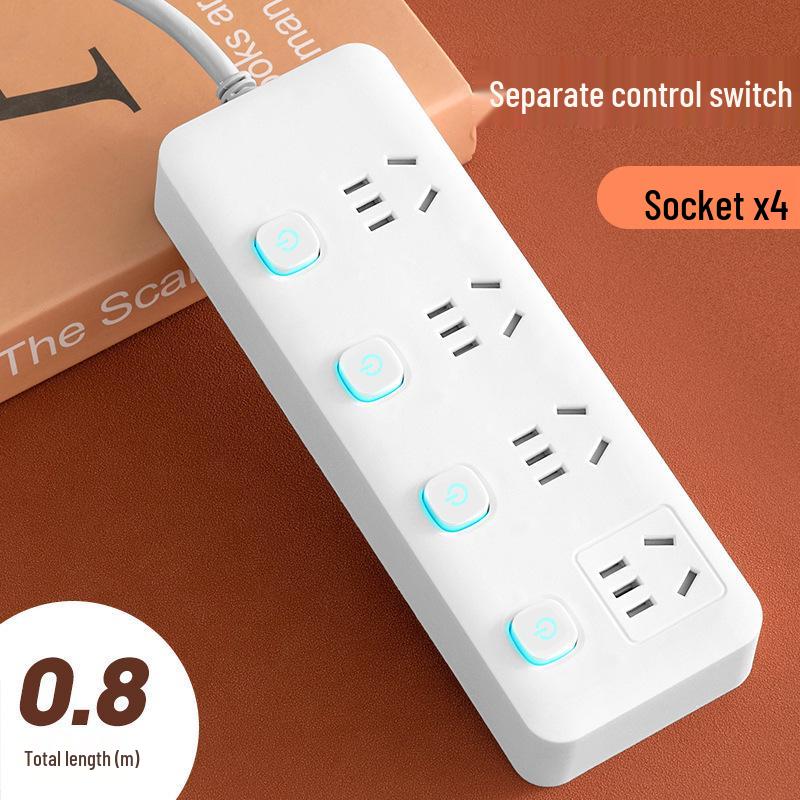 Multi-Function Household Power Strip with Cord, featuring a Multi-Hole Socket Panel for Dorms
