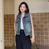 European Style Soft Denim Ribbon Vest Top for Women