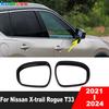 For Nissan X-trail Rogue T33 2021-2023 2024 Carbon Fiber Rearview Mirror Eyebrow Cover Trim Side Mirrors Sun Visor Guard Frame