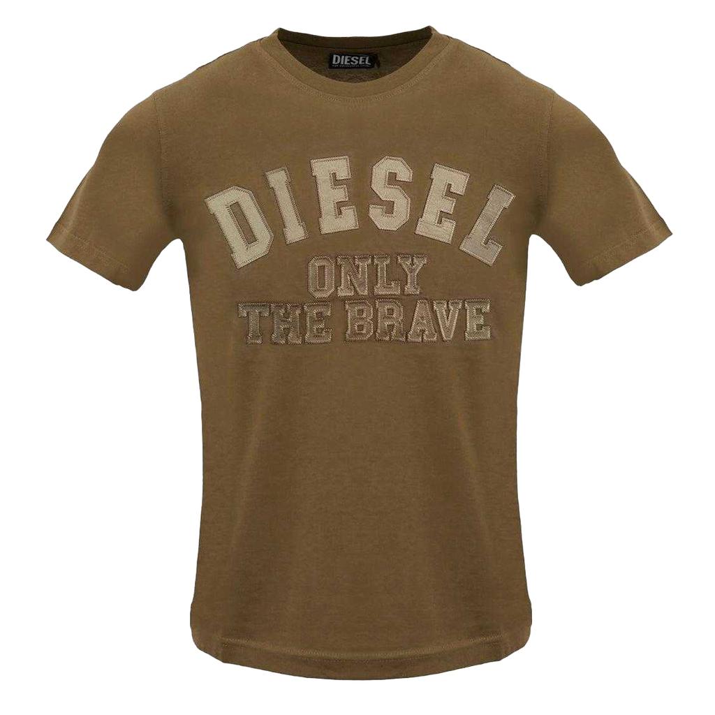 Diesel Herren Monochromes T-Shirt mit geprägtem Logo