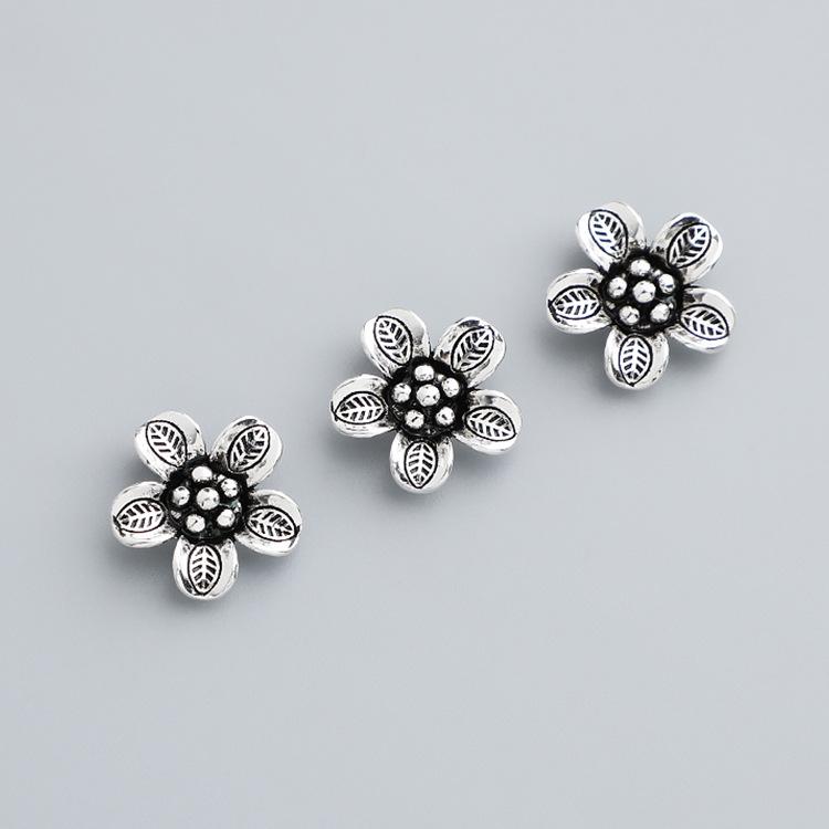 Sterling Silber Blumenanhänger Armband/Halskette DIY Perlen - Vintage Thai Stil