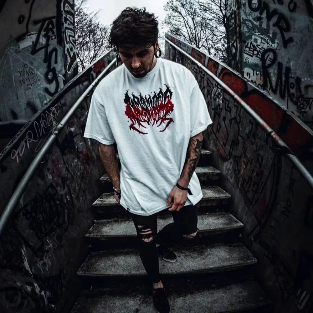 West Coast Men's Gangster Bow Short Sleeve T Shirt Vintage Hip Hop Oversized Women T-Shirt Casual O-Neck Cotton Streetwear Tops