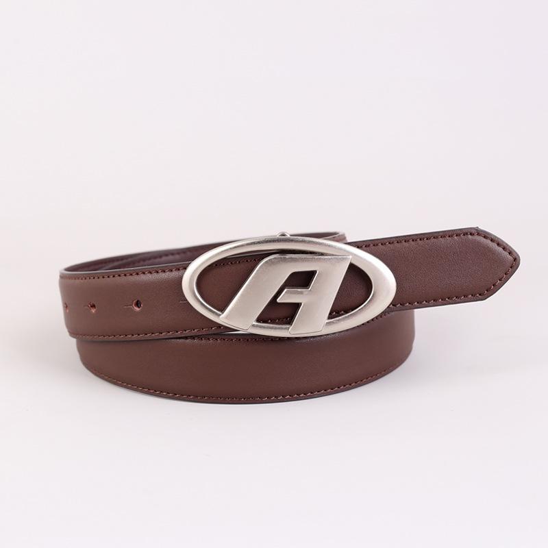 

Mary Genuine leather corset belt for women, american retro letter buckle leather belt for men 100cm темно-коричневого кольору