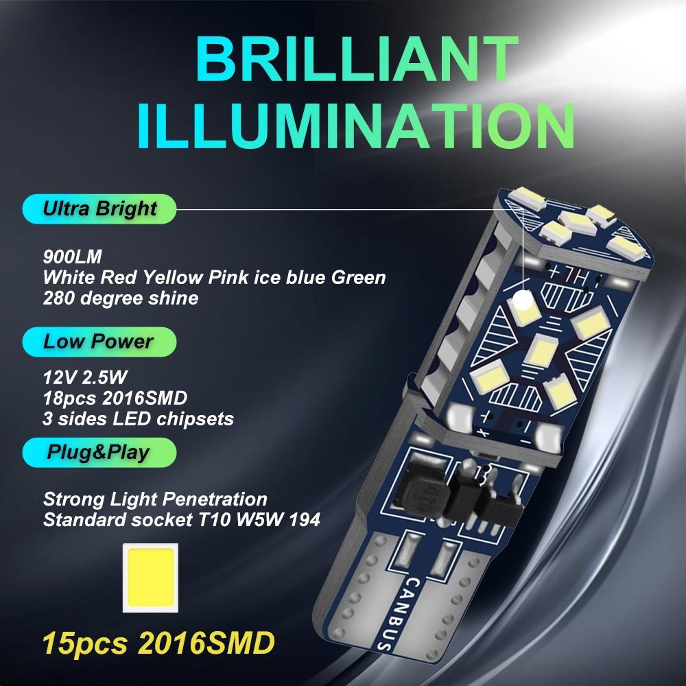 Bright 2/10PCS T10 W5W 194 198 158 New Super Bright Car LED Car Parking Lights WY5W 168 501 2825 Auto Wedge Turn Side Bulbs Car Dome Lights 6