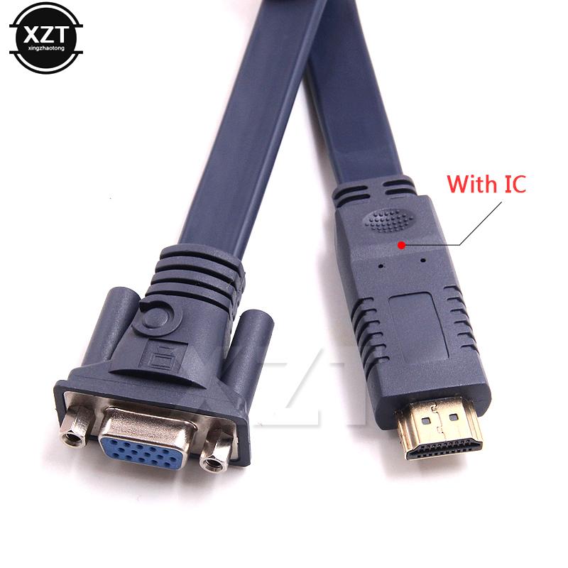 

HD 1080P HDMI-совместимый к VGA адаптер-конвертер Плоский кабель Для Xbox PS4 ПК ноутбука ТВ-бокса к проектору дисплею HDTV темно-серого